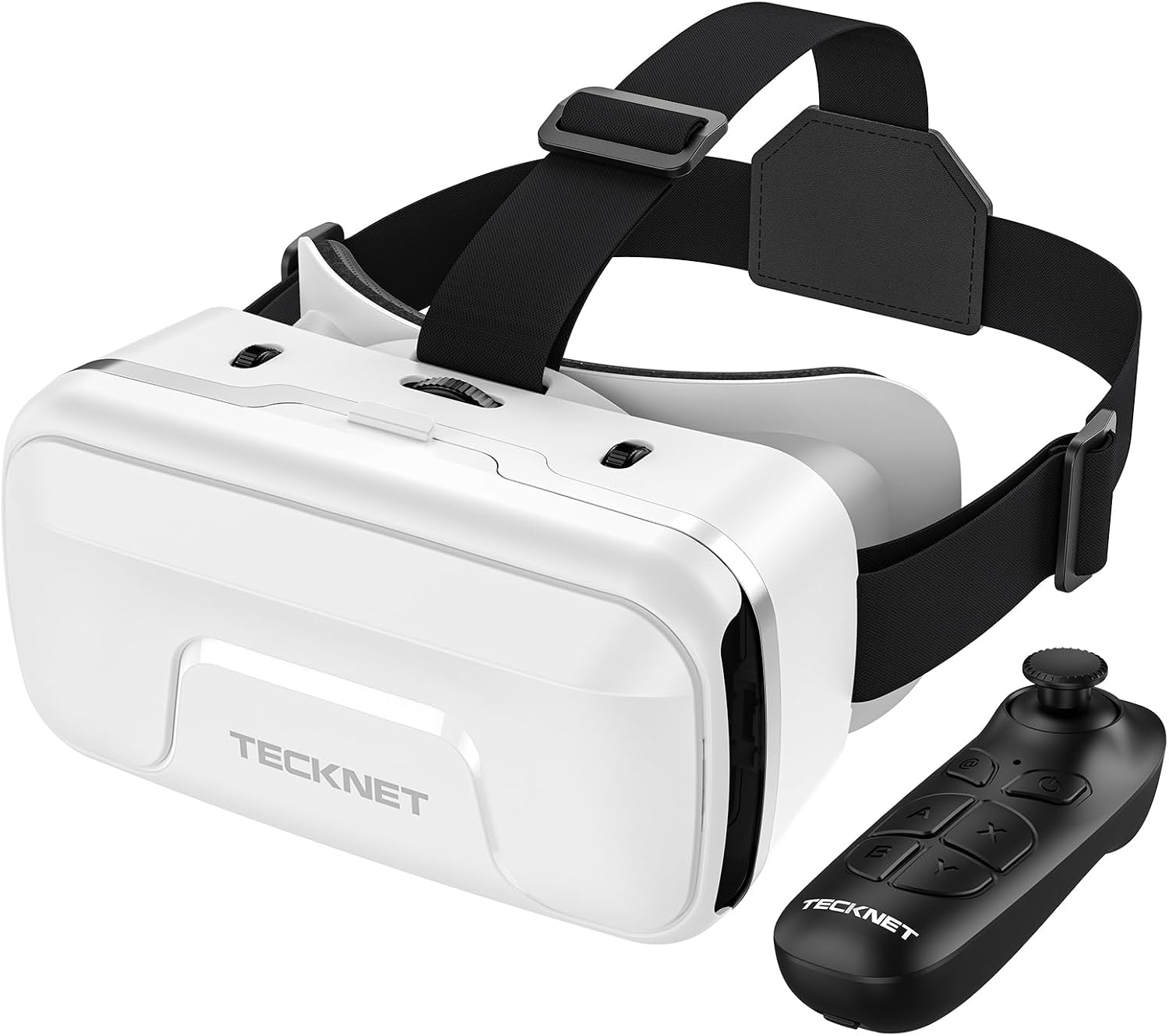 TECKNET 3D VR Goggles with Motion Controller - Adjustable Focal 110° FOV Phone VR Headset Compatible with iPhone & Samsung